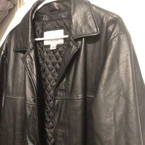 90’s Vintage Chic Black Leather Jacket/Coat, Quilted Interior, Oversized